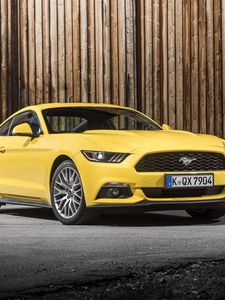 Preview wallpaper ford, mustang, gt, eu-spec, yellow, side view