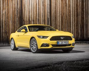 Preview wallpaper ford, mustang, gt, eu-spec, yellow, side view