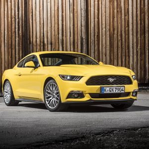 Preview wallpaper ford, mustang, gt, eu-spec, yellow, side view