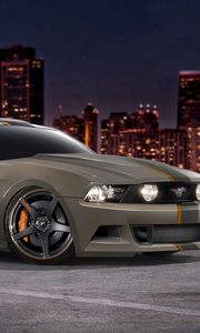 Preview wallpaper ford, mustang, gt 5 0, tjin edition, tuning, muscle car, skyscrapers, metropolis