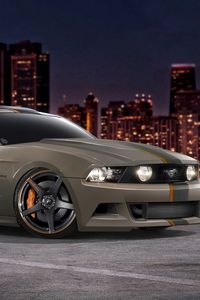 Preview wallpaper ford, mustang, gt 5 0, tjin edition, tuning, muscle car, skyscrapers, metropolis