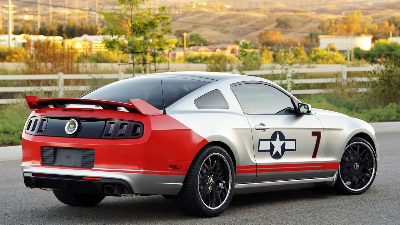 Wallpaper ford, mustang, gt, red tails, ford mustang gt coupe, rear view, tuning, gray, muscle car, background