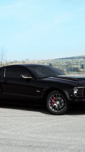 Preview wallpaper ford, mustang, gt, black, landscape, red