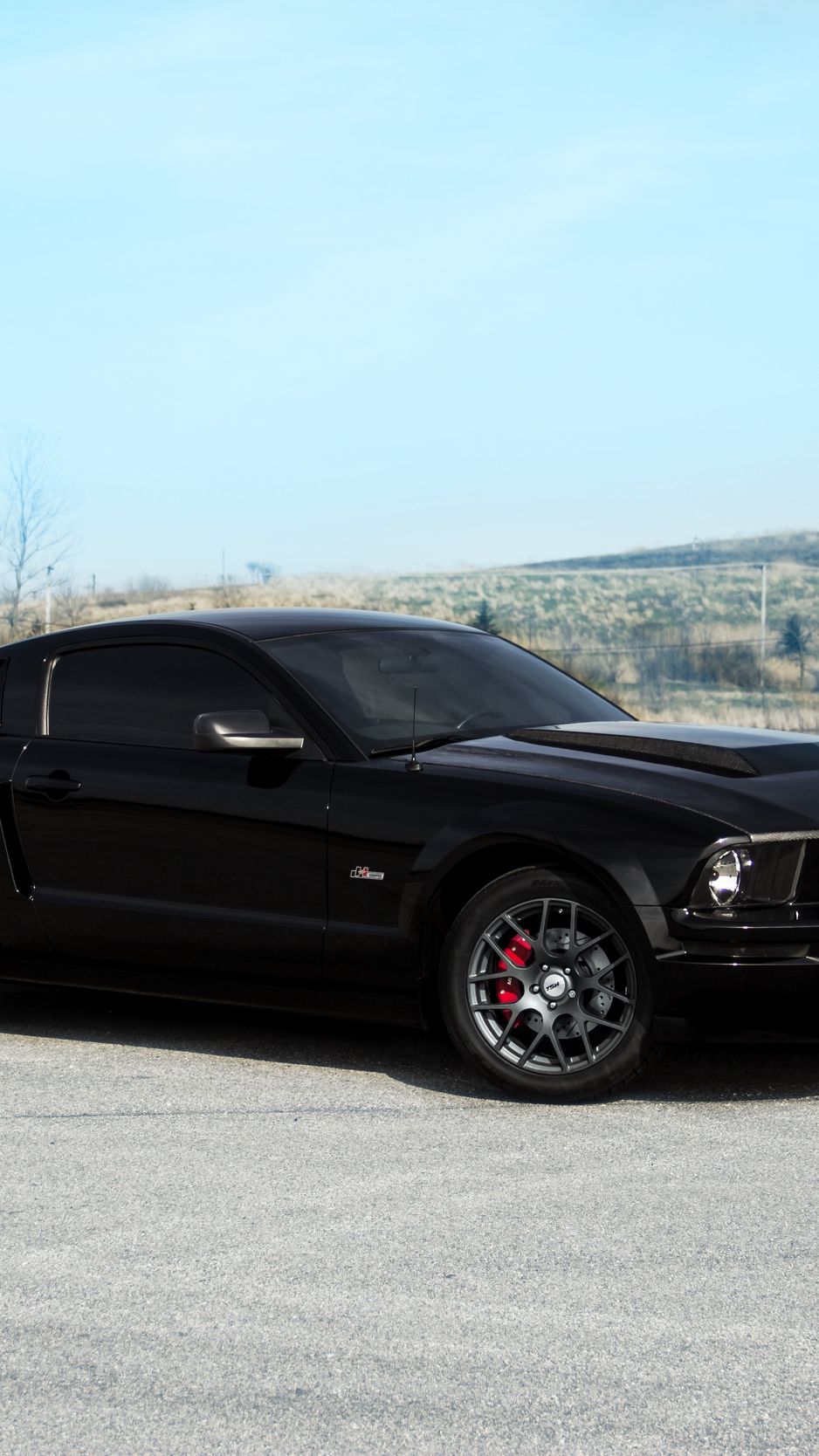 Download wallpaper 938x1668 ford mustang gt black landscape red iphone  876s6 for parallax hd background