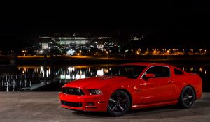 Preview wallpaper ford, mustang, gt, side view, red