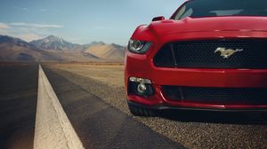 Preview wallpaper ford, mustang, gt, red, front, muscle car, before