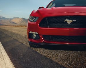 Preview wallpaper ford, mustang, gt, red, front, muscle car, before
