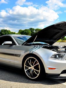 Preview wallpaper ford mustang gt cs, ford, car, silver, tuning, scratches