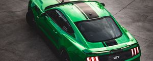 Preview wallpaper ford mustang gt, ford, car, green, sportscar, aerial view