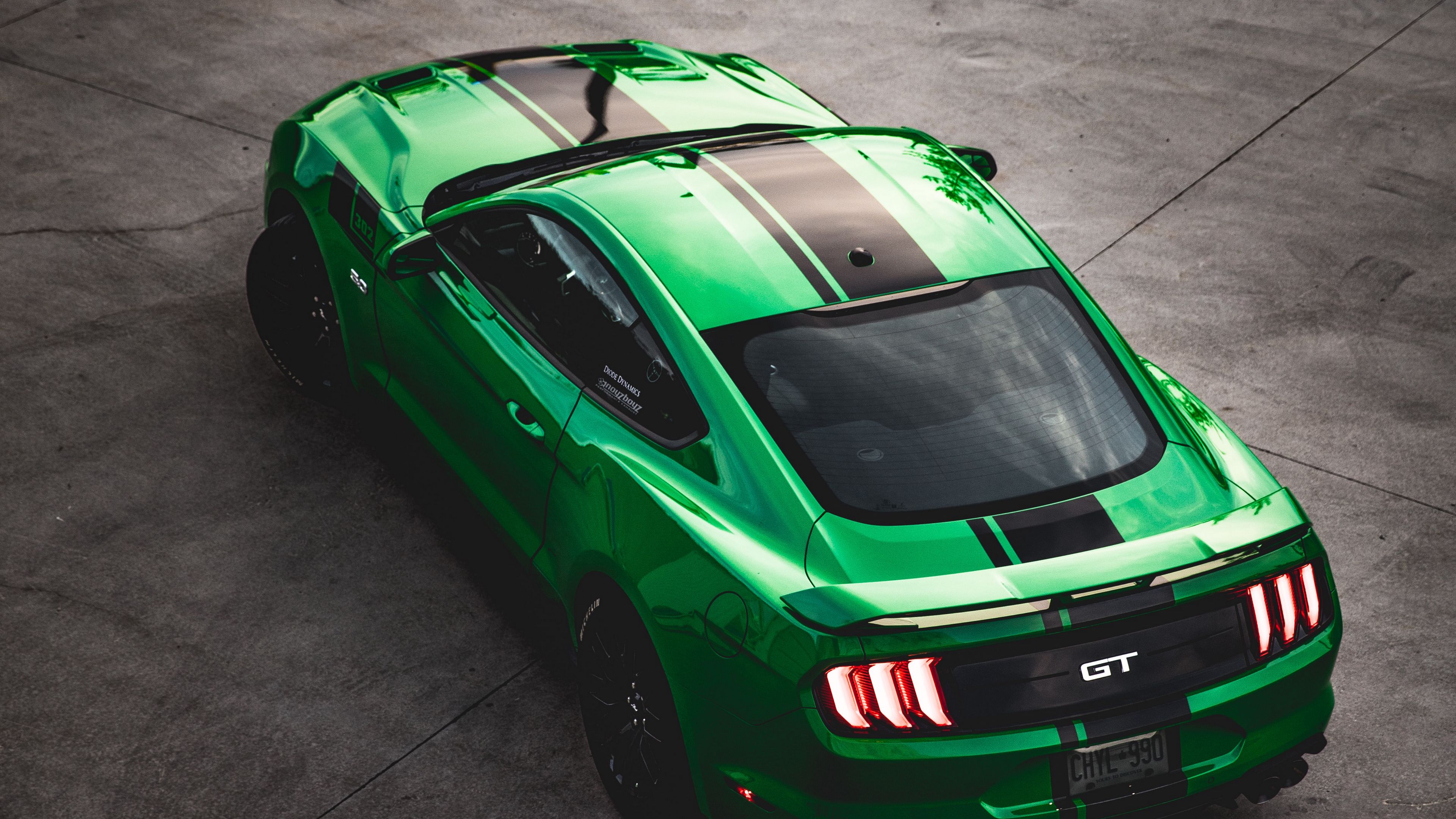 Download Wallpaper 3840x2160 Ford Mustang Gt Ford Car Green
