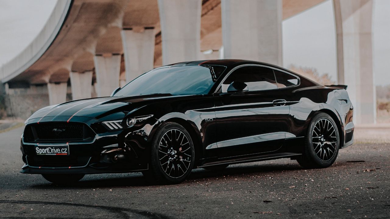 Wallpaper ford mustang gt, ford mustang, ford, car, side view, black