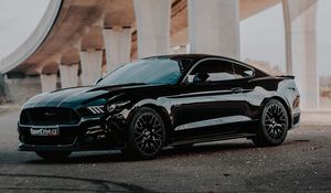 Preview wallpaper ford mustang gt, ford mustang, ford, car, side view, black
