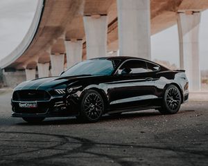 Preview wallpaper ford mustang gt, ford mustang, ford, car, side view, black