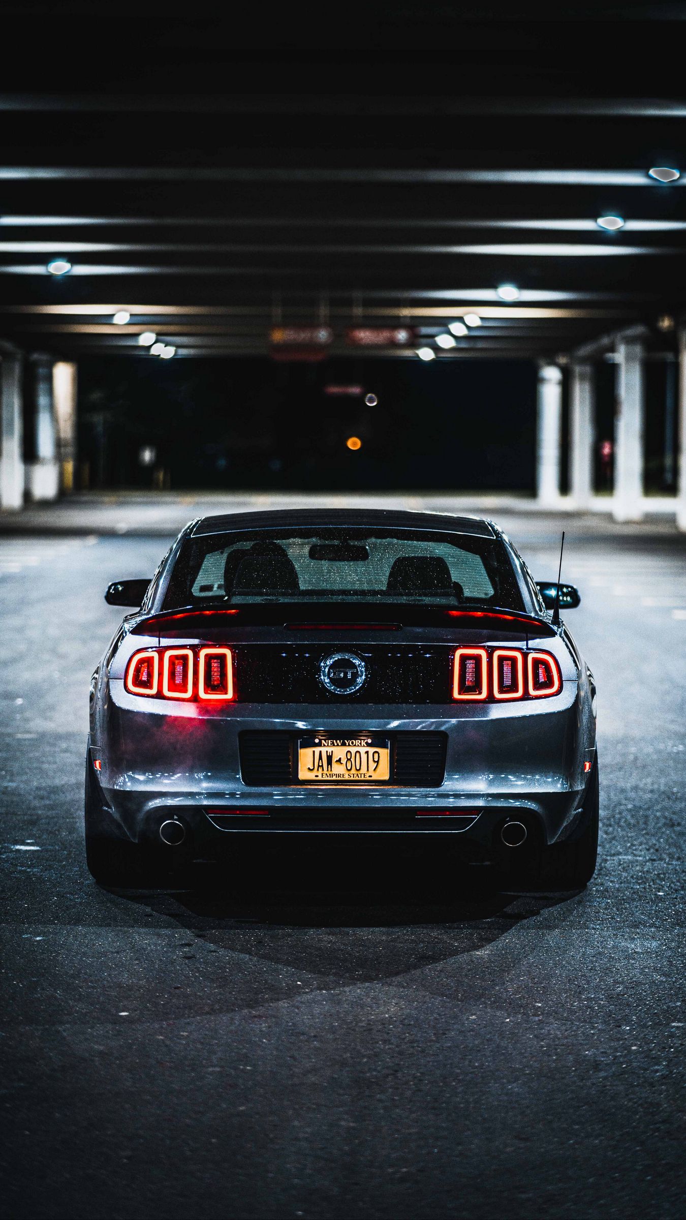 Download wallpaper 1350x2400 ford mustang gt, ford mustang, rear view,  headlights iphone 8+/7+/6s+/6+ for parallax hd background