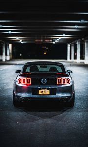 Preview wallpaper ford mustang gt, ford mustang, rear view, headlights