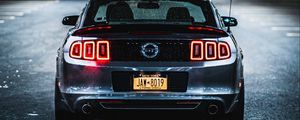 Preview wallpaper ford mustang gt, ford mustang, rear view, headlights