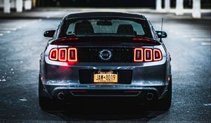 Preview wallpaper ford mustang gt, ford mustang, rear view, headlights