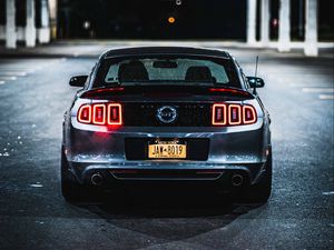 Preview wallpaper ford mustang gt, ford mustang, rear view, headlights