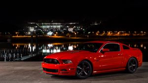 Preview wallpaper ford, mustang, gt, side view, red