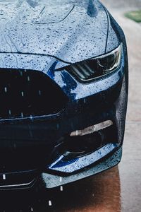 Preview wallpaper ford mustang, headlight, front view, rain