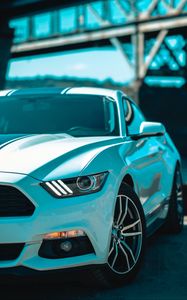 Preview wallpaper ford mustang, headlight, front view, wheels