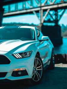 Preview wallpaper ford mustang, headlight, front view, wheels