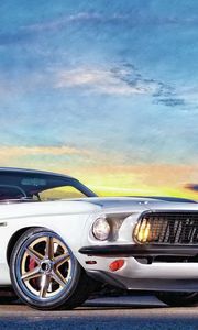 Preview wallpaper ford mustang, muscle car, white, side view