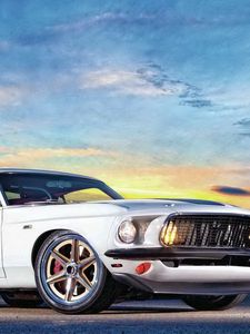 Preview wallpaper ford mustang, muscle car, white, side view