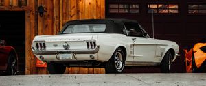 Preview wallpaper ford mustang, mustang, car, white, parking, back view