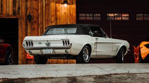 Preview wallpaper ford mustang, mustang, car, white, parking, back view