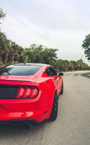 Preview wallpaper ford mustang, mustang, car, red, road, turn