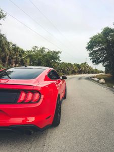 Preview wallpaper ford mustang, mustang, car, red, road, turn