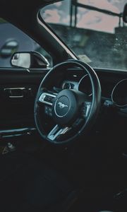 Preview wallpaper ford mustang, mustang, car, steering wheel, salon
