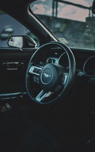 Preview wallpaper ford mustang, mustang, car, steering wheel, salon