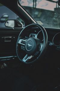 Preview wallpaper ford mustang, mustang, car, steering wheel, salon