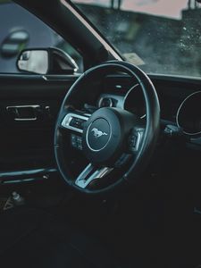 Preview wallpaper ford mustang, mustang, car, steering wheel, salon