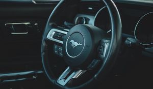 Preview wallpaper ford mustang, mustang, car, steering wheel, salon