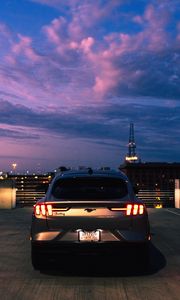 Preview wallpaper ford mustang, mustang, car, gray, rear view