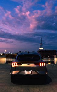 Preview wallpaper ford mustang, mustang, car, gray, rear view