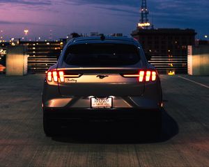 Preview wallpaper ford mustang, mustang, car, gray, rear view