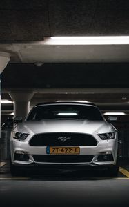 Preview wallpaper ford mustang, mustang, car, white, front view