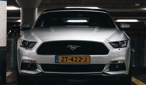 Preview wallpaper ford mustang, mustang, car, white, front view