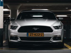 Preview wallpaper ford mustang, mustang, car, white, front view