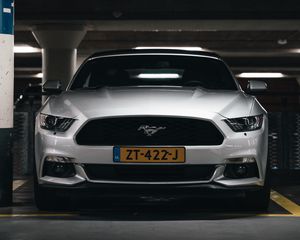 Preview wallpaper ford mustang, mustang, car, white, front view