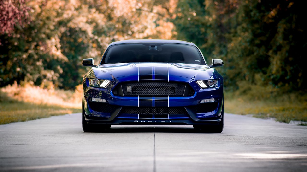 Wallpaper ford mustang, mustang, car, blue, road