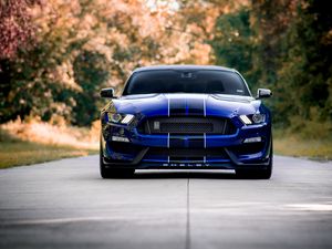 Preview wallpaper ford mustang, mustang, car, blue, road