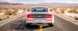 Preview wallpaper ford mustang, mustang gt, mustang, clouds, road