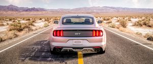 Preview wallpaper ford mustang, mustang gt, mustang, clouds, road