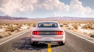 Preview wallpaper ford mustang, mustang gt, mustang, clouds, road