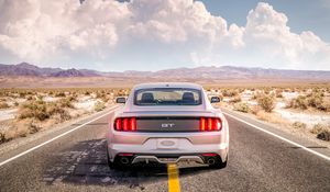 Preview wallpaper ford mustang, mustang gt, mustang, clouds, road